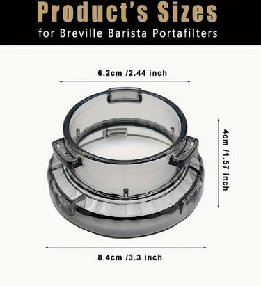 Breville Barista Portafilter dimensions on a white background